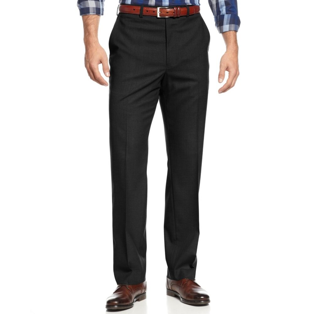 NWT Men Size 34 34x32 Michael Kors Matisse Black Solid Flat Front Dress Pant NEW
